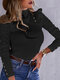 Solid Color Ruffle Sleeves Patchwork Casual T-Shirt For Women - Black