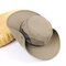 Mens Womans Canvas Visor Bucket Fisherman Hat Foldable Breathable Adjustable Chin Strap - Khaki