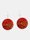 Vintage Geometric Round Alloy Glass Many Butterfly Pattern Print Earrings - Silver