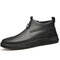 Men Comfy Zipped Inside Soft Sole Leather Ankle Boots - Black