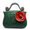 Brenice Vintage PU Leather Rose Decorative Handbag Crossbody Bag For Women - Green