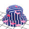 Women Print Flamingo Canvas Bucket Hat Outdoor Sunshade Fisherman Cap  - Navy