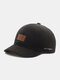 Unisex Cotton Solid Color Letter Leather Label Short Brim All-match Sunscreen Baseball Caps - Black