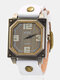 Vintage Square Dial Men Watch Adjustable Octagon Leather Quartz Watch - White