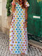 Multi-color Polka Dot Print Short Sleeve Maxi Dress For Women - White