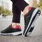 Men PU Leather Lace Up Sport Casual Running Sneakers - Black
