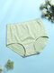 1PCS Women Allover Heart Letter Print Graphene Antibacterial Cotton High Waist Panties - Green