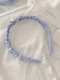 Trendy Simple Solid Color Pleated Geometric-shaped Satin Headband Sweet Versatile Hair Accessories - Milk Blue