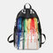 Women Ink Zipper Canvas Large Capacity Casual School Bag Backpack - Black