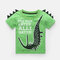 Boy's Cartoon Letter Dinosaur Print Summer Short Sleeve Casual T-shirt For 2-10Y - Green