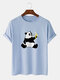Mens Cartoon Banana Panda Print 100% Cotton Casual Short Sleeve T-Shirt - Blue