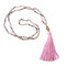 Bohemian Handmade String Beads Crystal Tassel Pendant Necklace Buddha Head Pendant Long Necklace - 09
