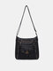 Women Vintage Faux Leather Multi-Compartments Waterproof Solid Color Crossbody Bag Shoulder Bag - Black