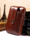 Men Genuine Leather Retro Multifunction 6 Inch Phone Bag Crossbody Bag Waist Bag - Brown 1