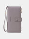 Women Faux Leather Fashion Multi-Slots Multifunction Solid Color Clutch Bag Brief Phone Bag - Dark Gray
