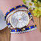 Trendy Rivet Butterfly Winding Watch Three Circle Leather Quartz Watch For Women - sapphire