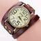 Casual Multilayer Bracelet Leather Wrist Watches Mens Watches Big Number Dial Watches for Women - Coffee