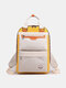 Women Nylon Fashion Large Capacity Waterproof Color Matching Backpack - Yellow