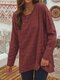 Клетчатая блузка с круглым вырезом и длинными рукавами на пуговицах Шея Повседневная блузка для Женское - Красное вино