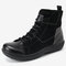 Suede Splicing Lace Up Slip Resistant Ankle Casual Boots For Women - Black