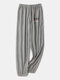 Women Cotton Plaid Print Elastic Cuff Pants Pajamas Bottoms With Pockets - Grey