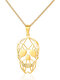 Trendy Simple Hollow Skull-shaped Pendant Stainless Steel Titanium Steel Necklace - Gold
