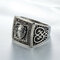 Vintage Finger Rings Lion Head Engraved Pattern Square Stainless Steel Rings Ethnic Jewelry for Men - Silver
