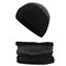 Mens Wool Velvet Knit Hat Scarf Winter Vogue Keep Ear Neck Warm Skiing Cycling Scarf Beanie Set - Black