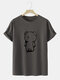 Mens Cartoon Bear Graphic 100% Cotton Cute Short Sleeve T-Shirts - Coffee