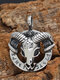 Vintage Trendy Sheep Head Geometric Shape Rune Pattern Titanium Steel Stainless Steel Necklaces - Pendant