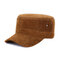 Men Durable Genuine Leather Breathable Flat Cap Winter Windproof Warm Hat Casual Outdoor Sun Hat  - Brown 1