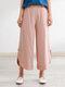 Casual Solid Elastic Waist Wide-leg Frog Button Pants With Pocket - Pink