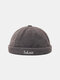 Unisex Corduroy Solid Letter Pattern Embroidery All-match Warmth Brimless Beanie Landlord Cap Skull Cap - Gray