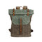 Genuine Leather Canvas Retro Waterproof Backpack Casual Travel Bags For Men Women - Army