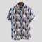 Mens Hawaiian Floral Printed Vintage Cotton Turn Down Collar Beach Short Sleeve Loose Shirts - Yellow