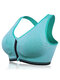 Women Sport Bras Front Zipper Full Cup Fitness Breathable Sweaty Yoga Activewear - Green