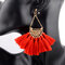 Bohemian Geometric Fan Earrings Ethnic Tassel Pendant Long Earrings Chic Jewelry - Red