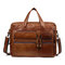 Men Genuine Leather 13.3 Inch Laptop Briefcase Business Laptop Bag Vintage Shoulder Bag - Brown