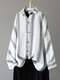 Casual Striped Lapel Plus Size Shirt for Women - White