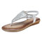 Sequined Casual Bohemian Clip Toe Casual Flat Sandals - Silver