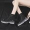 Women Lace up Cloth Shoes Solid Color Wear-resistant Boots - Black