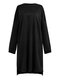 Casual Solid Color O-neck Asymmetrical Long Sleeve Dress - Black