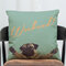 Cartoon French Bulldog Cotton Linen Pillowcase Square Living Room Sofa Decoration Cushion Cover - A