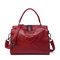 Women Genuine Leather Vintage Heart-shaped Handbag Shoulder Bag - Wine Red