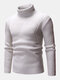 Mens High Neck Twisted Knitted Solid Color Warm Regular Fit Casual Sweater - Apricot