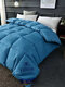 Winter Thick Warm Silk Quilt Duvet Quilted Comforter Bedspread Plush Microfiber Fill Coverlet Quilt - Blue