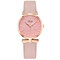 Fashion Sport Women Watches Leather Band No Number Dial Rose Gold Alloy Case Quartz Watch - Pink