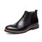 Men Classic Brogue Chelsea Boots Business Casual Dress Boots - Black
