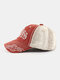 Unisex Washed Made-Old Letter Embroidered Color Contrast Baseball Hat - Red Brown
