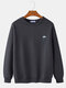 Mens Weather Embroidery Cotton Flocking Casual Crew Neck Sweatshirts - Grey